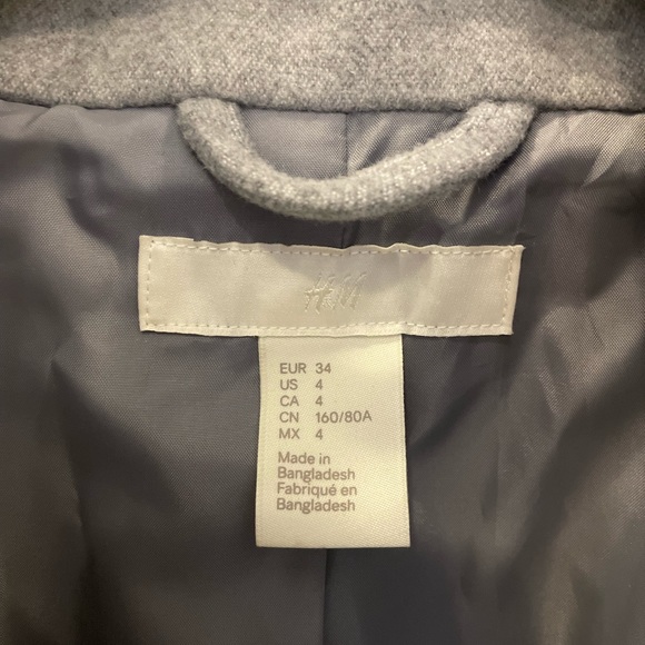 Grey wool pea coat H&M - Picture 3 of 5